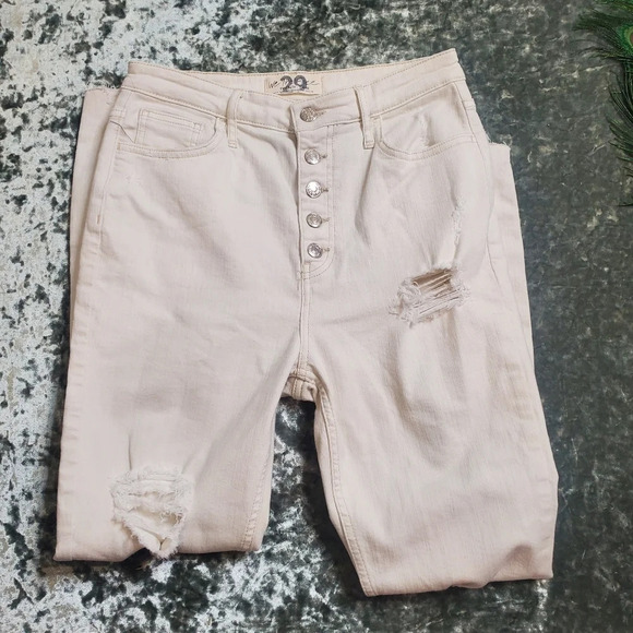 We The Free Cream Distressed High Rise Jeans - Picture 3 of 9